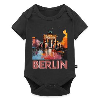 Berlin Porte de Brandebourg Pop Art - Body à manches courtes Premium Bébé - noir - Devant