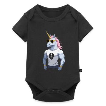 Dad Unicorn Funny Father's Day Design - Baby Premium short-sleeve bodysuit - black - Front