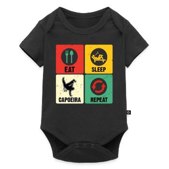 Essen Schlaf Capoeira Wiederholen - Baby Premium Kurzarmbody - Schwarz - Vorne