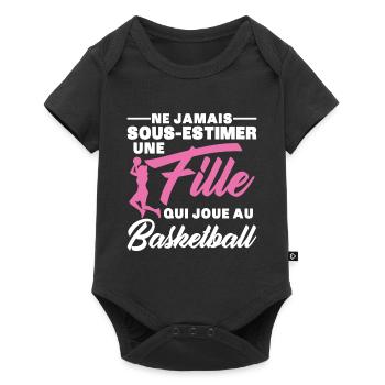 Une Fille Qui Joue Au Basketball Cadeau Humour - Body à manches courtes Premium Bébé - noir - Devant