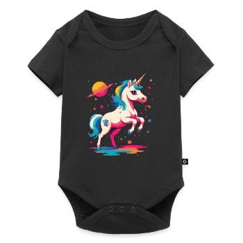 Licorne Fille Drôle Licornes Grand Design - Body à manches courtes Premium Bébé - noir - Devant