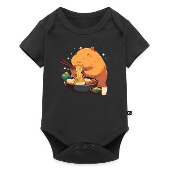 Kawaii Capybara Ramen Miso Japanese Noodle Foodie - Baby Premium short-sleeve bodysuit - black - Front