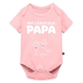 Wir lieben dich Papa dein Fanclub 2 kinder - Baby Premium Kurzarmbody - Rosa - Vorne