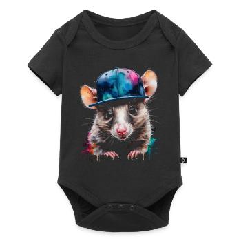 Opossum Snapback Cap Cool Tier Design Print - Body à manches courtes Premium Bébé - noir - Devant