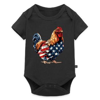 Poulet Drapeau Américain 4 Juillet Poulet Cadeaux - Body à manches courtes Premium Bébé - noir - Devant