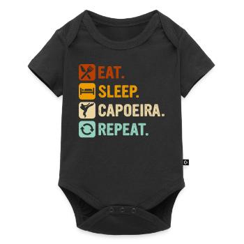 Essen Schlaf Capoeira Wiederholen - Baby Premium Kurzarmbody - Schwarz - Vorne