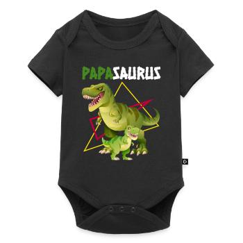 Dad, Papa, Vater, Dino, Dinosaurier für Vatertag - Baby Premium Kurzarmbody - Schwarz - Vorne