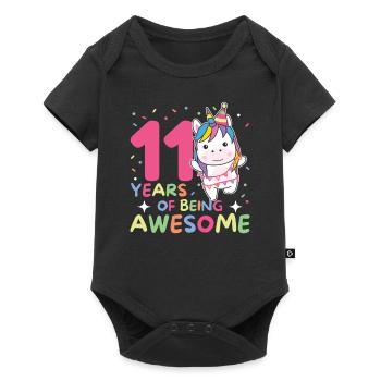Licorne pour ses 11 ans enfants de onze ans - Body à manches courtes Premium Bébé - noir - Devant