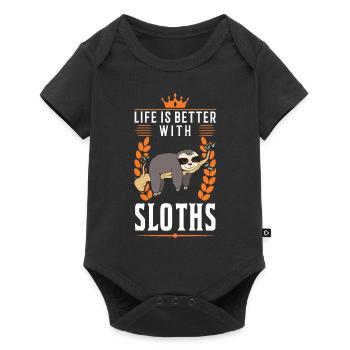 La vie est meilleure avec les paresseux - Body à manches courtes Premium Bébé - noir - Devant