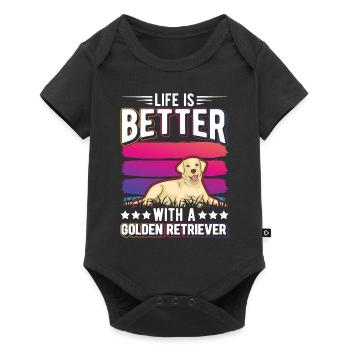 Das Leben ist besser mit einem Golden Retriever - Baby Premium Kurzarmbody - Schwarz - Vorne