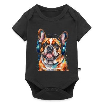 Casque Bouledogue Français Frenchie Dog - Body à manches courtes Premium Bébé - noir - Devant