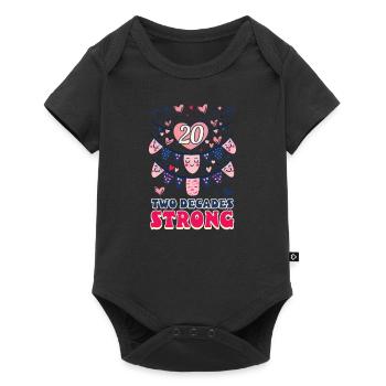 20 Jahre Jubiläum Zwei Jahrzehnte stark - Baby Premium Kurzarmbody - Schwarz - Vorne