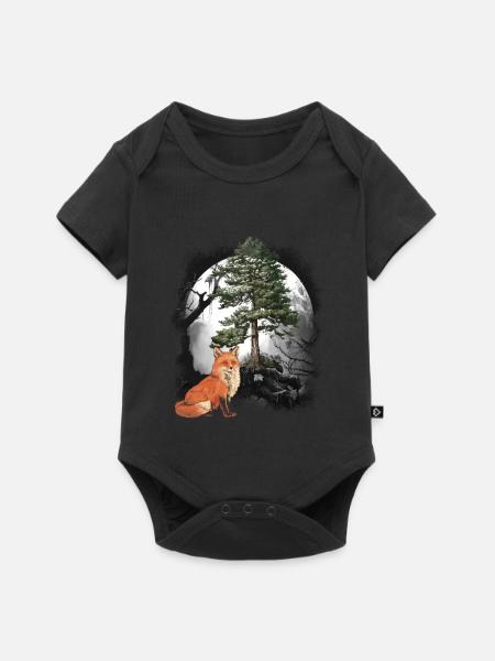 Fuchs Füchse Waldbewohner Waldtiere - Baby Premium Kurzarmbody - Schwarz