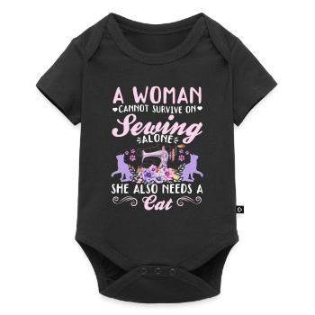 A women cannot survive on sewing alone she also ne - Baby Premium Kurzarmbody - Schwarz - Vorne