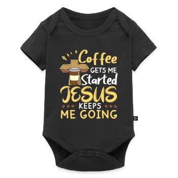 Coffee gets me going, Jesus keeps me going - Baby Premium short-sleeve bodysuit - black - Front