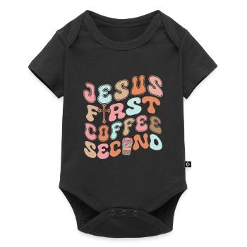 Jesus First Coffee Second - Baby Premium short-sleeve bodysuit - black - Front