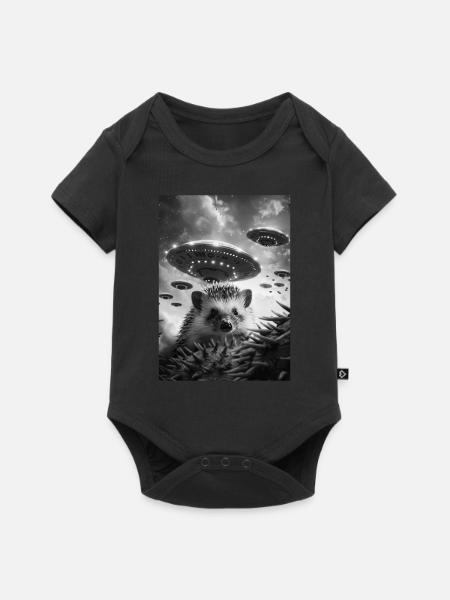 Ufo Selfie Igel - Baby Premium Kurzarmbody - Schwarz
