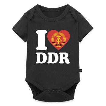I Love DDR - Herz - Ostalgie - Baby Premium Kurzarmbody - Schwarz - Vorne