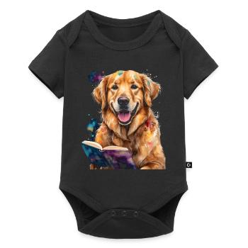 Golden Retriever Chien De Lecture Drôle Design Imprimer - Body à manches courtes Premium Bébé - noir - Devant