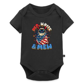 4 juillet Chat rouge, blanc - Body à manches courtes Premium Bébé - noir - Devant