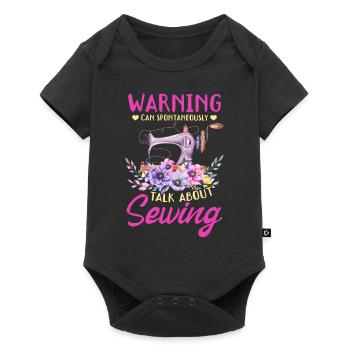 Couture drôle - Avertissement peut parler spontanément - Body à manches courtes Premium Bébé - noir - Devant