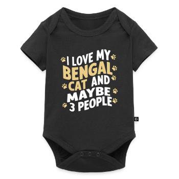 Katze Bengal Geschenk - Baby Premium Kurzarmbody - Schwarz - Vorne