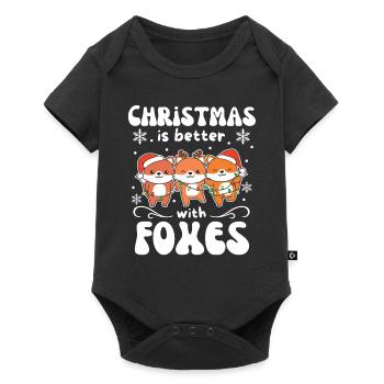 Weihnachten ist besser mit Füchse - Baby Premium Kurzarmbody - Schwarz - Vorne