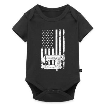 Sewing US flag Sewing Machine US Flag Sewing - Baby Premium Kurzarmbody - Schwarz - Vorne