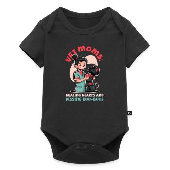 Tierarztmutter heilt Herzen und küsst Buh-Buhs - Baby Premium Kurzarmbody - Schwarz - Vorne