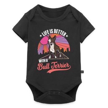 Das Leben ist beser mit einem Bullterrier - Baby Premium Kurzarmbody - Schwarz - Vorne
