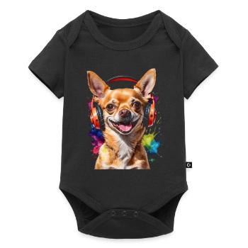 Chihuahua Casque Chien Drôle Animal Design Imprimer - Body à manches courtes Premium Bébé - noir - Devant