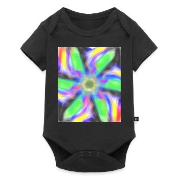 Fleur abstraite psychédélique - Body à manches courtes Premium Bébé - noir - Devant