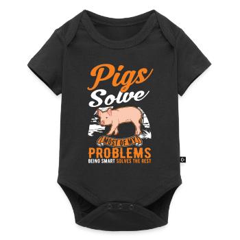Pigs Gift Farmer Piggy - Baby Premium short-sleeve bodysuit - black - Front