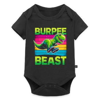 Dino Strong ! T-rex Dinosaure Fitness Haltérophilie - Body à manches courtes Premium Bébé - noir - Devant