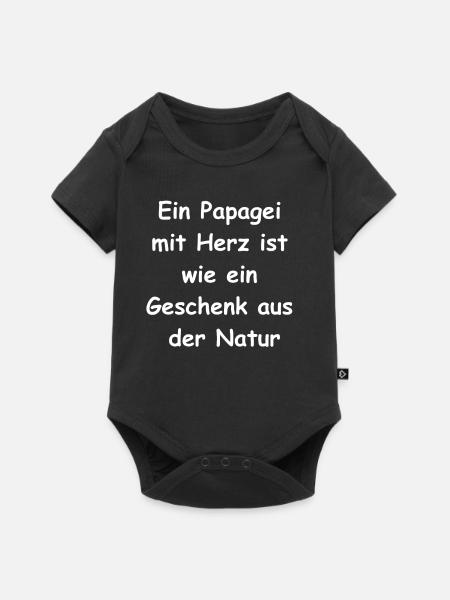 Papagei-Herz-Geschenk - Baby Premium Kurzarmbody - Schwarz