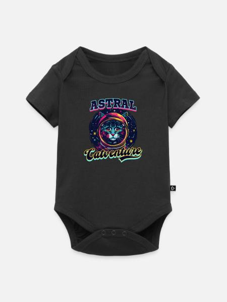 Katze Astronaut Astral Catventure - Baby Premium Kurzarmbody - Schwarz