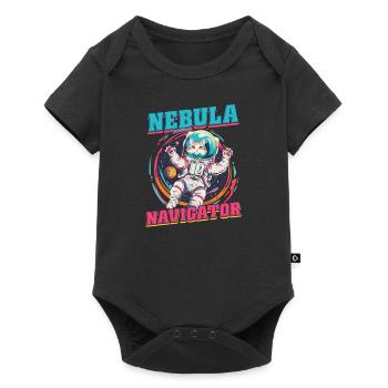 Cat Astronaut Nebula Navigator - Baby Premium short-sleeve bodysuit - black - Front