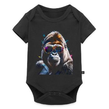 Lunettes de soleil Gorilla Monkey Colorful Animal Design Print - Body à manches courtes Premium Bébé - noir - Devant