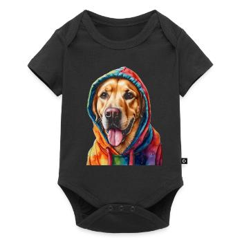 Labrador Retriever Sweat à capuche chien Funny Design Print - Body à manches courtes Premium Bébé - noir - Devant