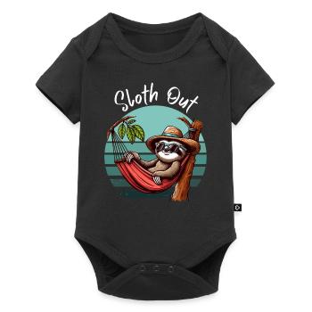 Sloth Hammock Time Out Vacation Beach Sea Fun - Baby Premium short-sleeve bodysuit - black - Front