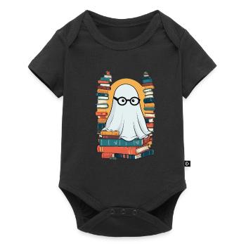 Reading Halloween Ghost Book Lover Style - Baby Premium short-sleeve bodysuit - black - Front