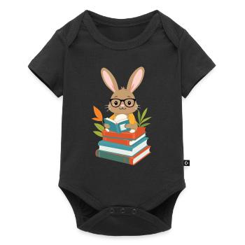 Lapin de lecture Lapin amateur de livres enthousiaste - Body à manches courtes Premium Bébé - noir - Devant