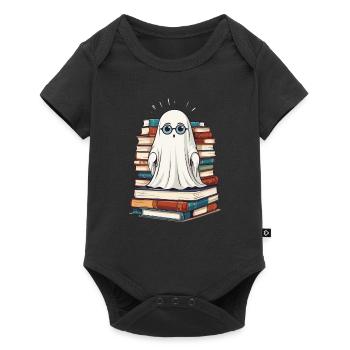 Reading Halloween Ghost Little Books Ghost - Baby Premium short-sleeve bodysuit - black - Front