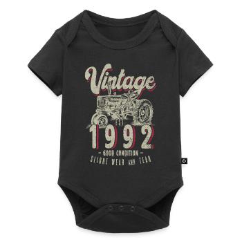 Oldtimer Traktor Bauer Geburtstag Jahrgang 1992 - Baby Premium Kurzarmbody - Schwarz - Vorne