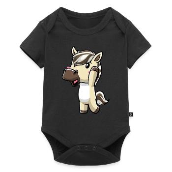Émoticône Kawaii Cheval du Fjord - Body à manches courtes Premium Bébé - noir - Devant
