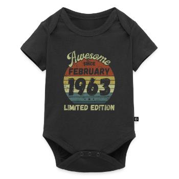 Awesome since February 1963 - Geburtstag - Baby Premium Kurzarmbody - Schwarz - Vorne