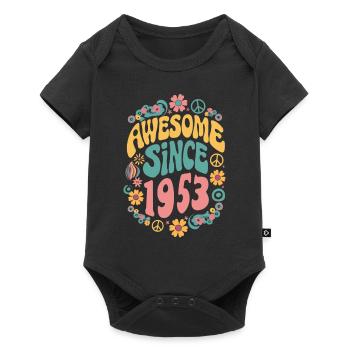 Awesome Since 1953 Flowers Hippie Born Year 1953 - Baby Premium short-sleeve bodysuit - black - Front