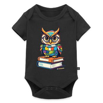 Books Owl Owls Lover Cute Book Illustration - Baby Premium short-sleeve bodysuit - black - Front