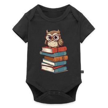 Bücher Eule Für Eulen Liebhaber Und Leseratten - Baby Premium Kurzarmbody - Schwarz - Vorne