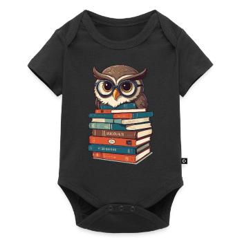Owls Lover Cute Book Illustration - Baby Premium short-sleeve bodysuit - black - Front